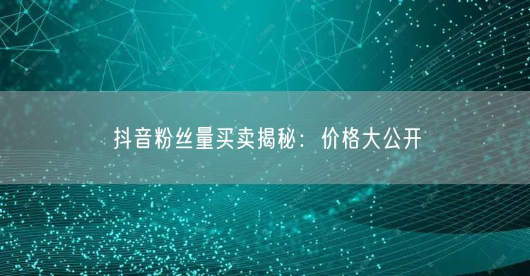 抖音粉丝量买卖揭秘：价格大公开