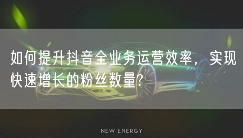 如何提升抖音全业务运营效率，实现快速增长的粉丝数量?