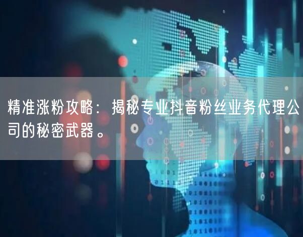 精准涨粉攻略：揭秘专业抖音粉丝业务代理公司的秘密武器。