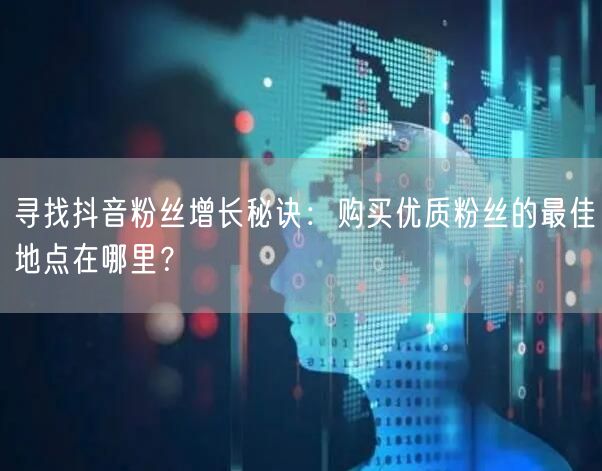 寻找抖音粉丝增长秘诀：购买优质粉丝的最佳地点在哪里？