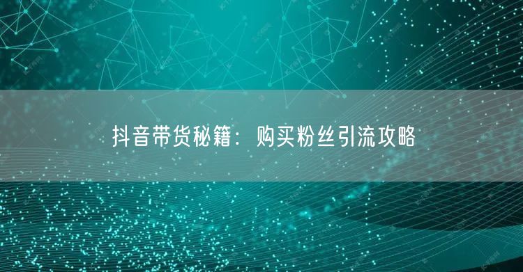 抖音带货秘籍：购买粉丝引流攻略