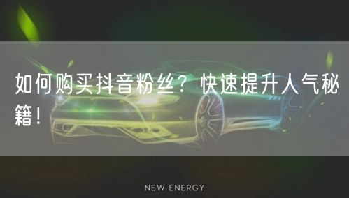 如何购买抖音粉丝？快速提升人气秘籍！