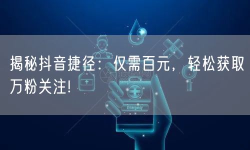 揭秘抖音捷径：仅需百元，轻松获取万粉关注!