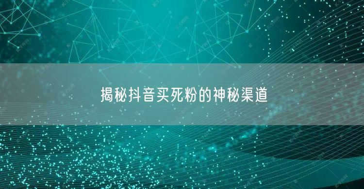 揭秘抖音买死粉的神秘渠道
