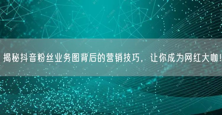揭秘抖音粉丝业务图背后的营销技巧，让你成为网红大咖！