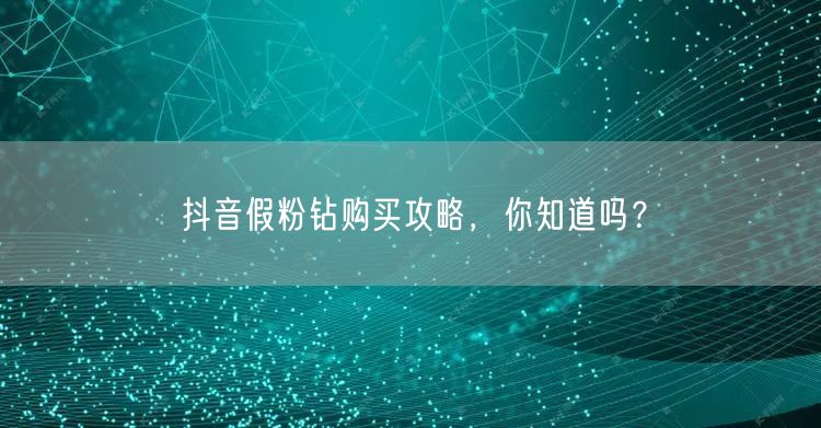 抖音假粉钻购买攻略，你知道吗？
