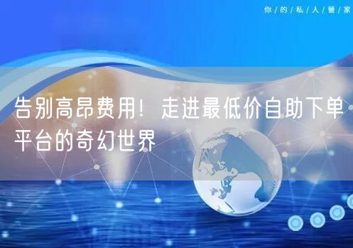 告别高昂费用！走进最低价自助下单平台的奇幻世界
