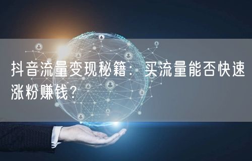 抖音流量变现秘籍：买流量能否快速涨粉赚钱