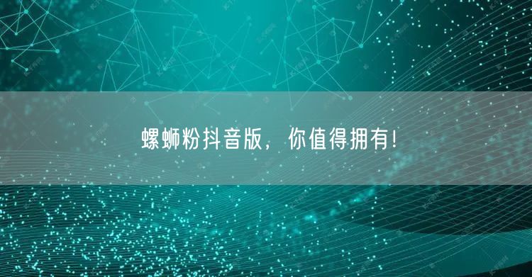 螺蛳粉抖音版，你值得拥有！