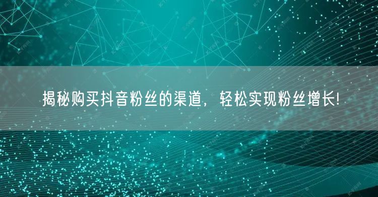揭秘购买抖音粉丝的渠道，轻松实现粉丝增长!