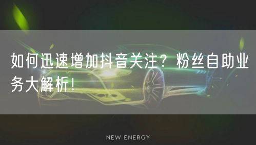 如何迅速增加抖音关注？粉丝自助业务大解析！