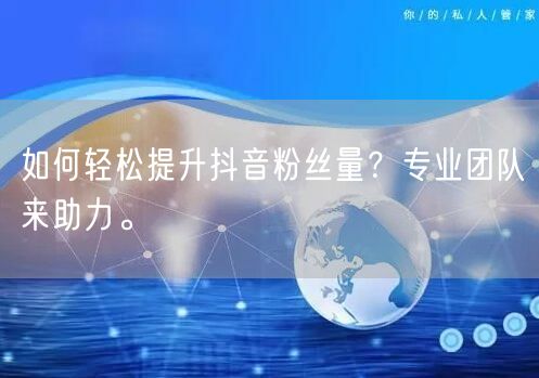 如何轻松提升抖音粉丝量？专业团队来助力。