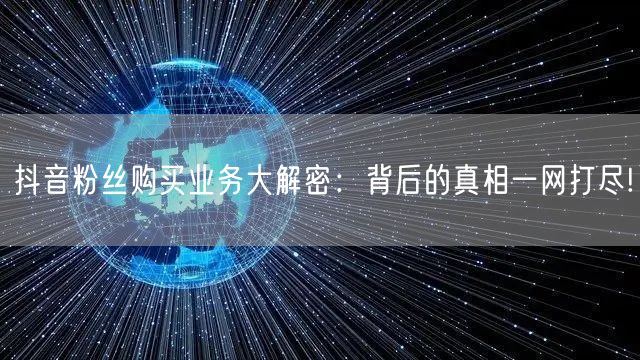 抖音粉丝购买业务大解密：背后的真相一网打