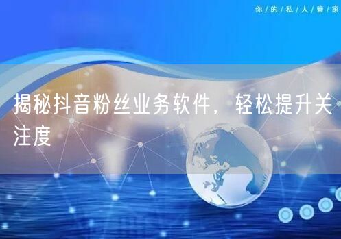 揭秘抖音粉丝业务软件，轻松提升关注度
