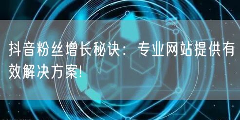 抖音粉丝增长秘诀：专业网站提供有效解决方