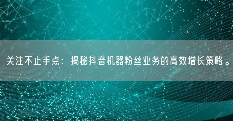关注不止手点：揭秘抖音机器粉丝业务的高效