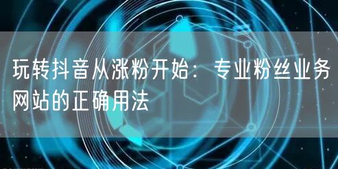 玩转抖音从涨粉开始：专业粉丝业务网站的正确用法