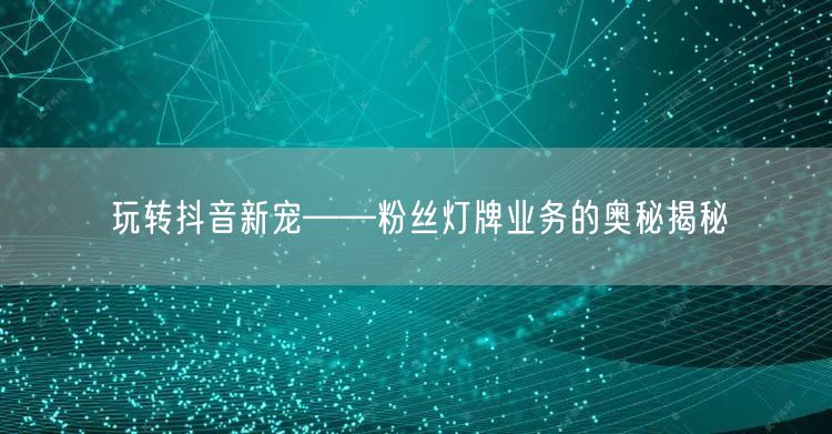 玩转抖音新宠——粉丝灯牌业务的奥秘揭秘
