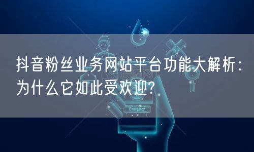 抖音粉丝业务网站平台功能大解析：为什么它