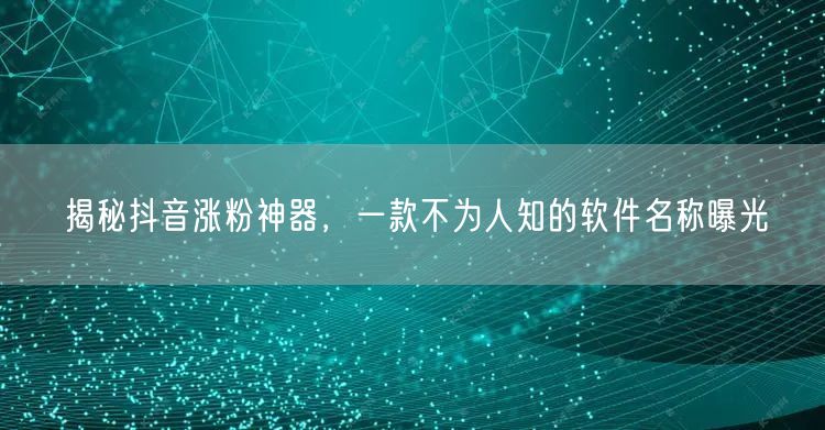 揭秘抖音涨粉神器，一款不为人知的软件名称曝光