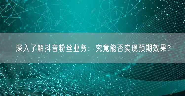 深入了解抖音粉丝业务：究竟能否实现预期效果？