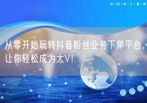 从零开始玩转抖音粉丝业务下单平台，让你轻松成为大V！
