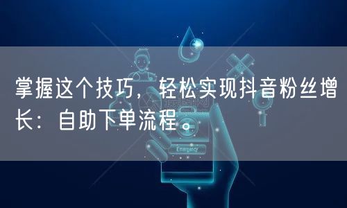 掌握这个技巧，轻松实现抖音粉丝增长：自助下单流程。