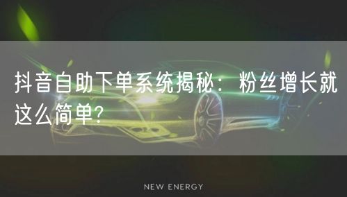抖音自助下单系统揭秘：粉丝增长就这么简单?