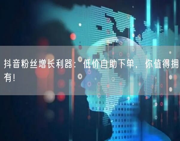 抖音粉丝增长利器：低价自助下单，你值得拥有！