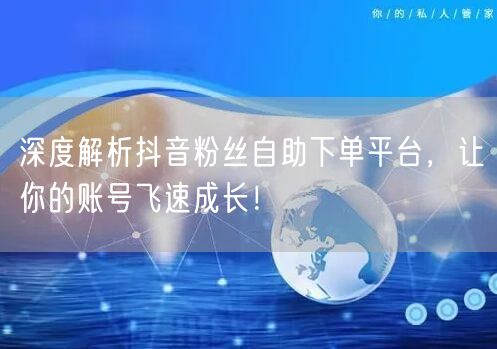 深度解析抖音粉丝自助下单平台，让你的账号飞速成长！