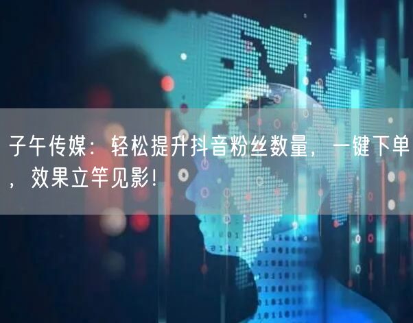 子午传媒：轻松提升抖音粉丝数量，一键下单，效果立竿见影！