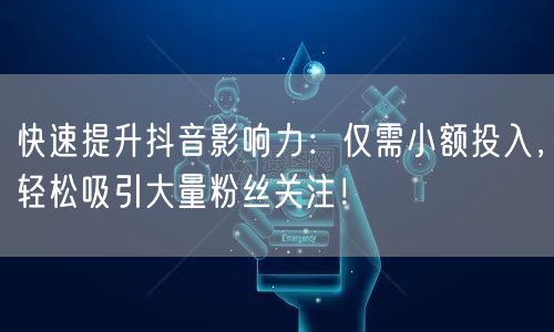 快速提升抖音影响力：仅需小额投入，轻松吸引大量粉丝关注！