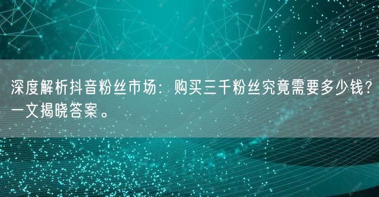 深度解析抖音粉丝市场：购买三千粉丝究竟需